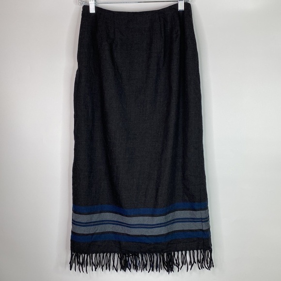Valerie Stevens Petites Wool Fringe Maxi Skirt 8 Petite - Picture 4 of 14